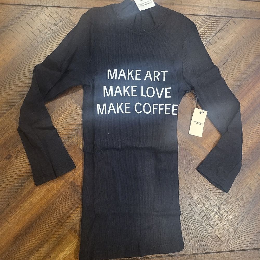 Dolls Kill x Daydream Nation Shirt Make Art/Love/Coffee Ribbed Shirt Black Small